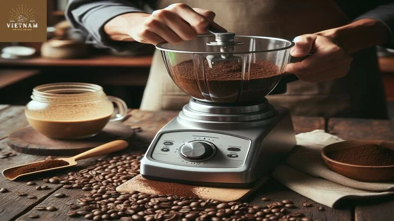 Grind coffee beans with blender